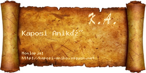 Kaposi Anikó névjegykártya